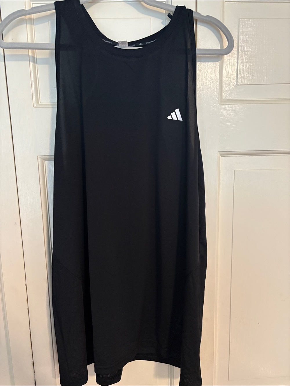 adidas Black Training Tee with Logo Trim